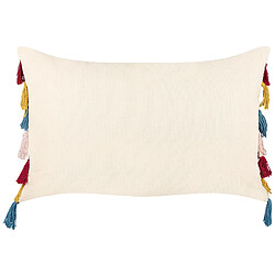 Acheter Beliani Lot de 2 coussins AGAVE Coton 40 x 60 cm À rayure Beige clair