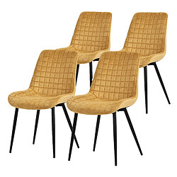 ML-Design Lot de 4 Chaises de Salle à Manger, Jaune Moutarde, Assise en Velours avec Pieds Métalliques Noir