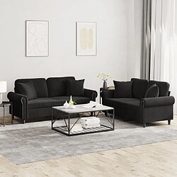 Maison Chic Ensemble de canapés 2 pcs avec coussins, Canapé droit Sofa pour Salon noir velours -GKD919646