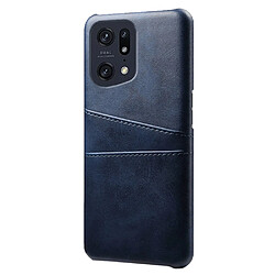 Coque en TPU + PU antichoc, anti-rayures avec porte-cartes, bleu pour votre Oppo Find X5 Pro