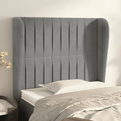 Maison Chic Tête de lit scandinave avec oreilles,meuble de chambre Gris clair 93x23x118/128 cm Velours -MN33853