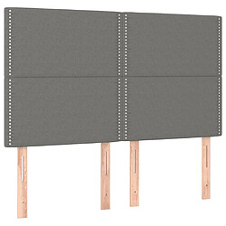 Avis vidaXL Tête de lit à LED Gris foncé 144x5x118/128 cm Tissu