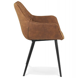 Avis Mes Fauteuil repas 63x61x80 cm en tissu marron et pieds en métal noir