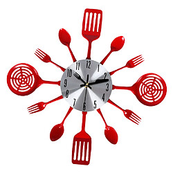 Couteau horloge de cuisine en acier inoxydable horloge murale 3d décoratif rouge pas cher