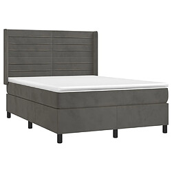 Avis Maison Chic Lit Adulte - Lit simple Lit à sommier tapissier et matelas moelleux - Meuble de Chambre - Gris foncé 140x190cm Velours -MN99262