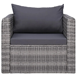 vidaXL Chaise de jardin avec coussin et oreiller Résine tressée Gris