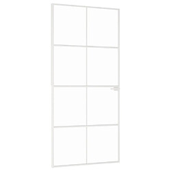 vidaXL Porte d'intérieur Blanc 93x201,5 cm Trempé verre aluminium fin