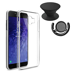 PHONECARE Kit Coque 3x1 360° Impact Protection + 1 PopSocket + 1 Support PopSocket Noir - Impact Protection - Samsung J4 Prime 2018