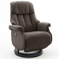 Fauteuil relax / fauteuil rotatif en cuir marron - L.77 x H.111 x P.86 cm -PEGANE-