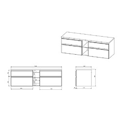 Vente-Unique Meuble sous vasque suspendu - Blanc - 150 cm - MAGDALENA II pas cher