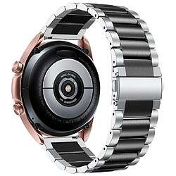 Bracelet en métal 20 mm, fermeture rapide, noir/argent pour votre Garmin Vivomove 3/Garminmove 3