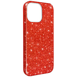 Avizar Coque iPhone 13 Mini Paillette Amovible Silicone Semi-rigide rouge