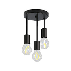 NETTLIFE Plafonnier 3 Spots E27 vintage noir suspendu avec lustre industriel pour salle à manger cuisine couloir salon bar sans ampoule