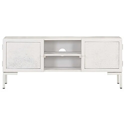 Avis Maison Chic Meuble TV scandinave - Banc TV pour salon Blanc 115x30x46 cm Bois massif de manguier -MN21501