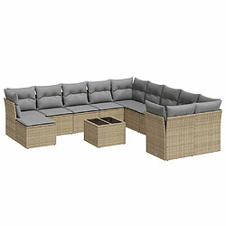 Maison Chic Salon de jardin avec coussins 12 pcs | Ensemble de Table et chaises | Mobilier d'Extérieur beige résine tressée -GKD97596