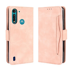 Etui en PU avec plusieurs porte-cartes rose pour votre Motorola Moto G8 Power Lite