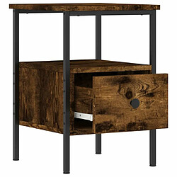 Maison Chic Table de chevet,Table de Nuit,Meuble de Rangement chêne fumé 34x36x50 cm bois d'ingénierie pas cher