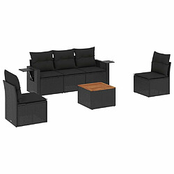 Maison Chic Salon de jardin 6 pcs avec coussins | Ensemble de Table et chaises | Mobilier d'Extérieur noir résine tressée -GKD20972