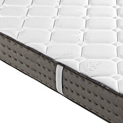 Visiodirect Ensemble Matelas CASTO 160x200 cm,en mousse haute densité, ferme, face été/hiver, épaisseur 20cm + sommier gris épaisseur 20cm pas cher