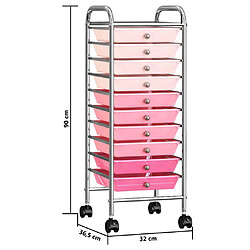 vidaXL Chariot de rangement mobile à 10 tiroirs Ombre Rose Plastique pas cher