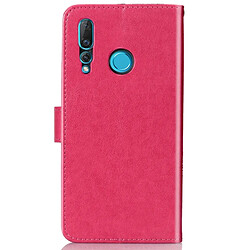 Wewoo Housse Coque Étui en cuir à motif de fleurs repiquées Lucky Clover pour HuNova 4, avec porte-cartes et porte-cartes, porte-monnaie dragonne (Rose rouge)