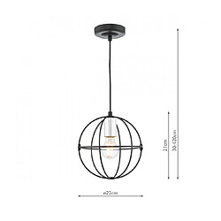 Luminaire Center Suspension Javari Chrome poli,Noir mat 1 ampoule 21cm pas cher