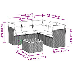 Avis Maison Chic Salon de jardin 6 pcs avec coussins | Ensemble de Table et chaises | Mobilier d'Extérieur gris résine tressée -GKD78192