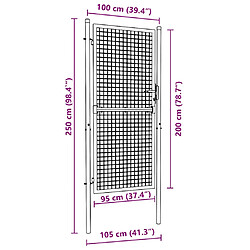 vidaXL Portail en maille de jardin Acier galvanisé 100 x 250 cm Gris pas cher