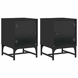 Maison Chic Lot de 2 Tables de chevet avec portes en verre - Tables de Nuit noir 35x37x50 cm