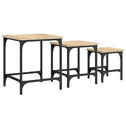 Maison Chic Lot de 3 Tables basses gigognes pour salon | Table à café chêne sonoma bois d'ingénierie -GKD40416