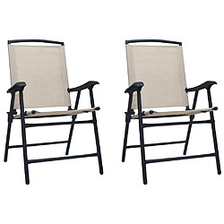 vidaXL Chaises de jardin pliables lot de 2 Textilène Crème