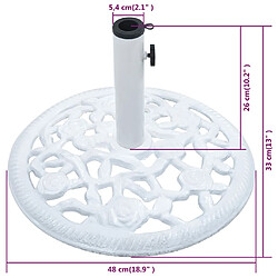 vidaXL Socle de parasol Blanc 12 kg 48 cm Fonte pas cher