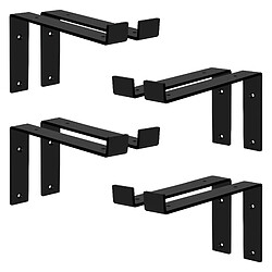 Lot de 8 Supports d'Étagère ML-Design 25x4x14,5 cm, en Métal, Noir, Style Industriel