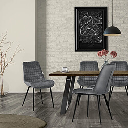 ML-Design Lot de 2 Chaises de Salle à Manger, Anthracite, Assise en Velours avec Pieds Métalliques Noirs