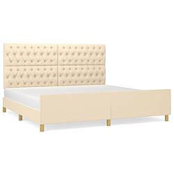 Maison Chic Lit adulte - Cadre Structure de lit avec tête de lit Contemporain Crème 200 x 200 cm Tissu -MN83168