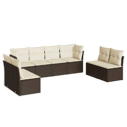 vidaXL Salon de jardin 8 pcs avec coussins marron résine tressée