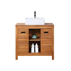 Vente-Unique Meuble de salle de bain en bois d'acacia avec simple vasque - 90 cm - PULUKAN