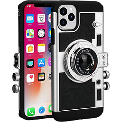 Coque de téléphone pour iPhone 13 Pro Max Camera Case Vintage Cover Mignon 3D Cool Unique Design Coque en Silicone avec Tour de Cou Amovible Lanière pour Filles Femmes Noir