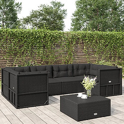 Maison Chic Salon de jardin 6 pcs + coussins - Mobilier/Meubles de jardin - Table et chaises d'extérieur Noir Résine tressée -MN68428