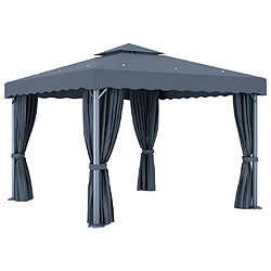 Acheter Maison Chic Tonnelle | Pergola avec rideau 3x3 m Anthracite Aluminium -GKD71283