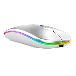 Ordinateur Portable de Bureau Optique Rechargeable de Souris Sans Fil LED Silencieuse Argent