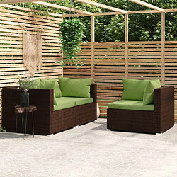 Maison Chic Salon de jardin 3 pcs + coussins - Mobilier/Meubles de jardin - Table et chaises d'extérieur Marron Résine tressée -MN84807