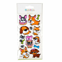 Paris Prix Stickers Effet 3D Chiens 21cm Multicolore