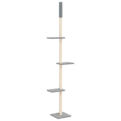 Helloshop26 Arbre à chat meuble tour grimper jouet grattage grattoir escalade plateforme du sol au plafond clair 267,5-297,5 cm gris 02_0022757