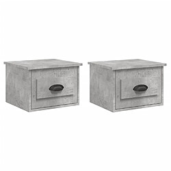 Maison Chic Lot de 2 Tables de Chevet murales - Tables de Nuit gris béton 41,5x36x28 cm