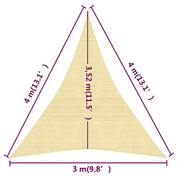 vidaXL Voile d'ombrage 160 g/m² Beige 3x4x4 m PEHD pas cher
