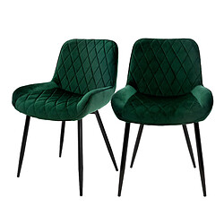 ML-Design Lot de 2 chaises de salle à manger Chaise de salon Chaise de cuisine Vert foncé Velours