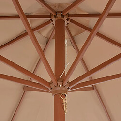 Acheter vidaXL Parasol d'extérieur avec mât en bois 300 cm taupe