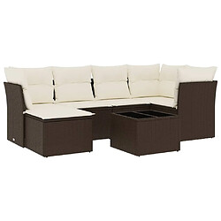 vidaXL Salon de jardin avec coussins 7 pcs marron résine tressée