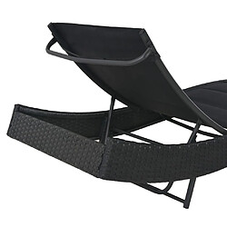 Acheter Helloshop26 Transat chaise longue bain de soleil lit de jardin terrasse meuble d'extérieur résine tressée et textilène noir 02_0012922